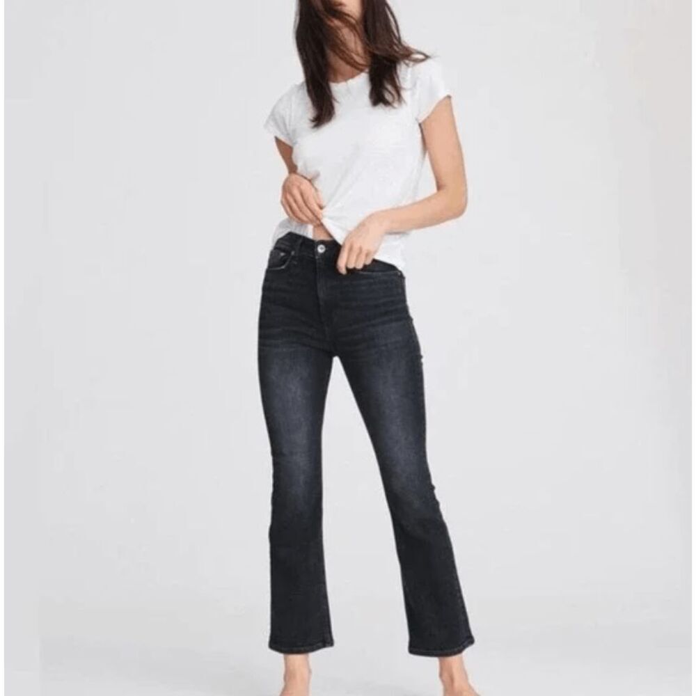 Rag & Bone Nina Ziggy High Rise Ankle Flare Jeans In Gravity Black Size 31